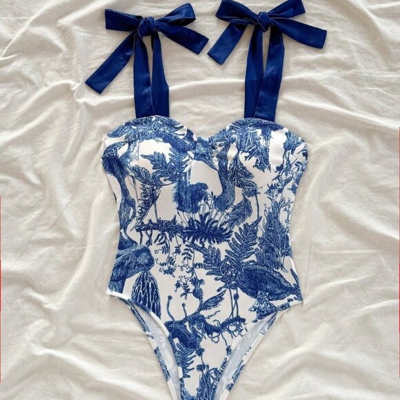 Boho Women's Casual Floral Print one piece swimsuit - Picture 4 of 6